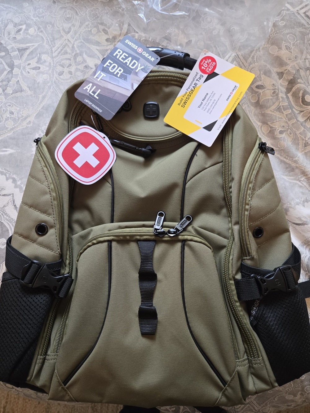 NWT SwissGear Olive Green Men's Backpack with Black Accents